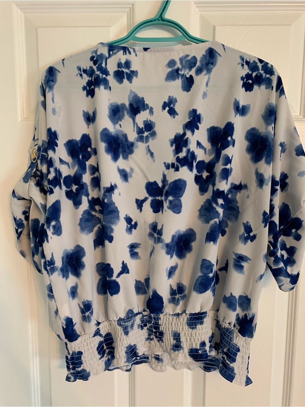 MICHAEL Michael Kors Blue and White Watercolor Print Tunic Top
